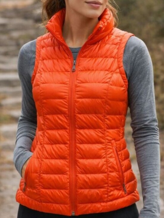 Athleta Jackets & Blazers - Athleta Downalicious Premium Goose Down Quilted Puffer Vest Orange Small S